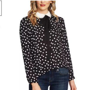 CeCe Dot-Print Collared Top